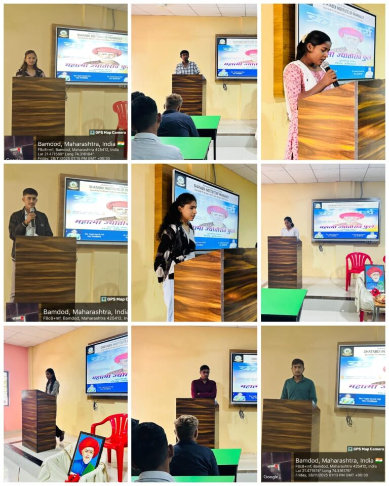 महात्मा ज्योतिबा फुले पुण्यतिथी–२०२५ : शताब्दी इन्स्टिट्यूट ऑफ फार्मसीमध्ये आदरांजली